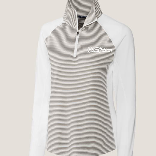 Sample image of LCK00068 Cutter & Buck Forge Tonal Stripe Stretch Half Zip Womens Top